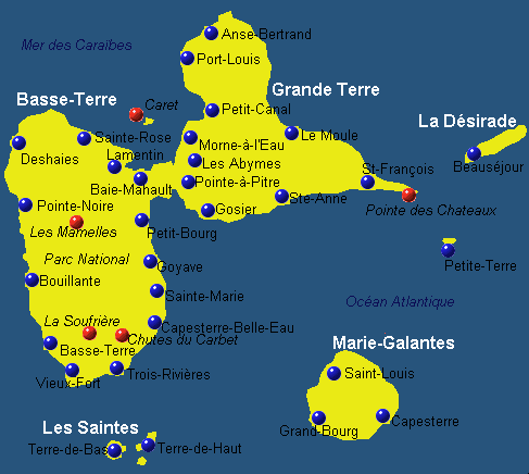 Une carte de la Guadeloupe